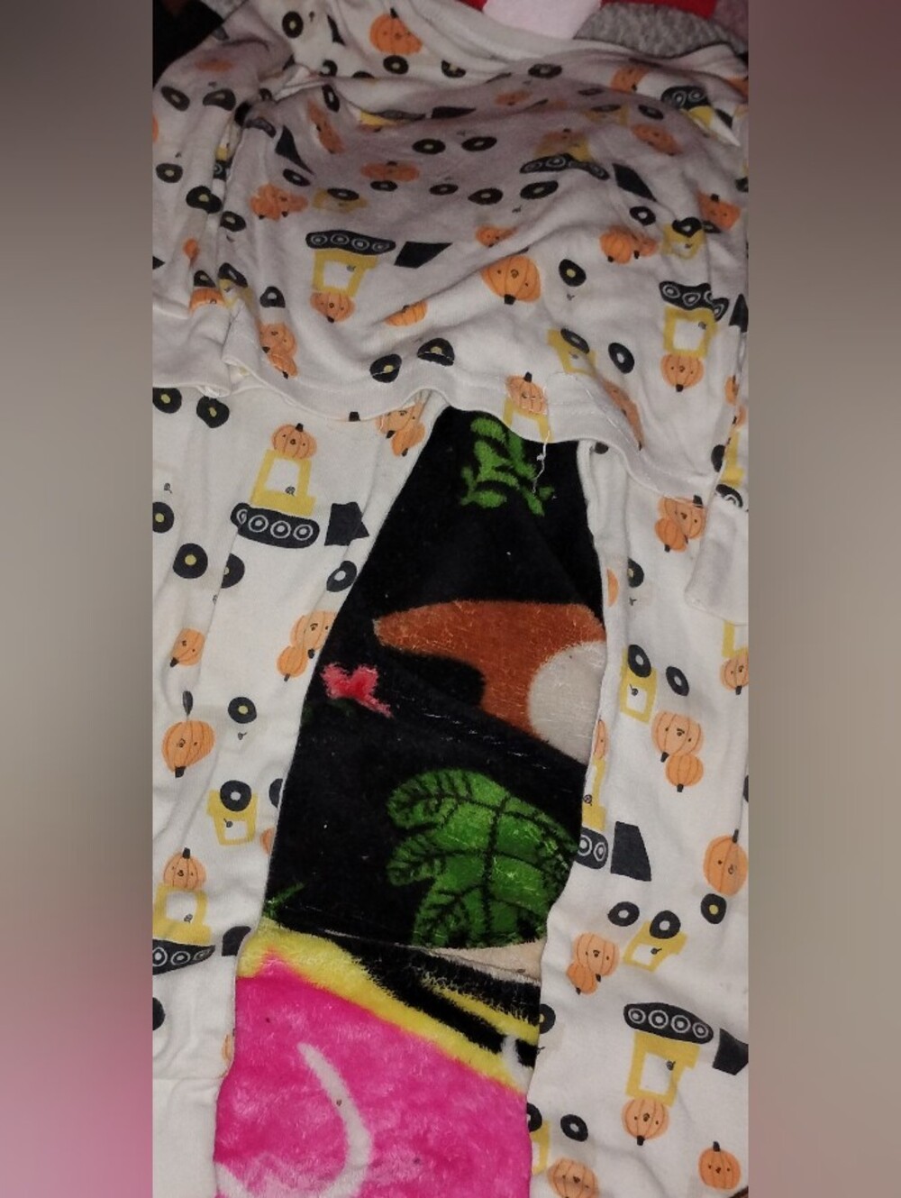 Toddler Halloween Pumpkin & Construction Vehicle Two-Piece Pajama Set